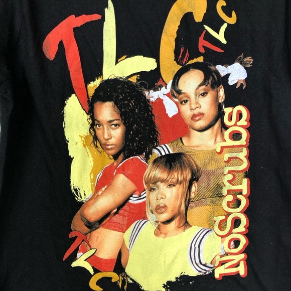 T.L.C. Black Graphic Short Sleeve Tee No Scrubs Retro size Medium - Picture 2 of 4